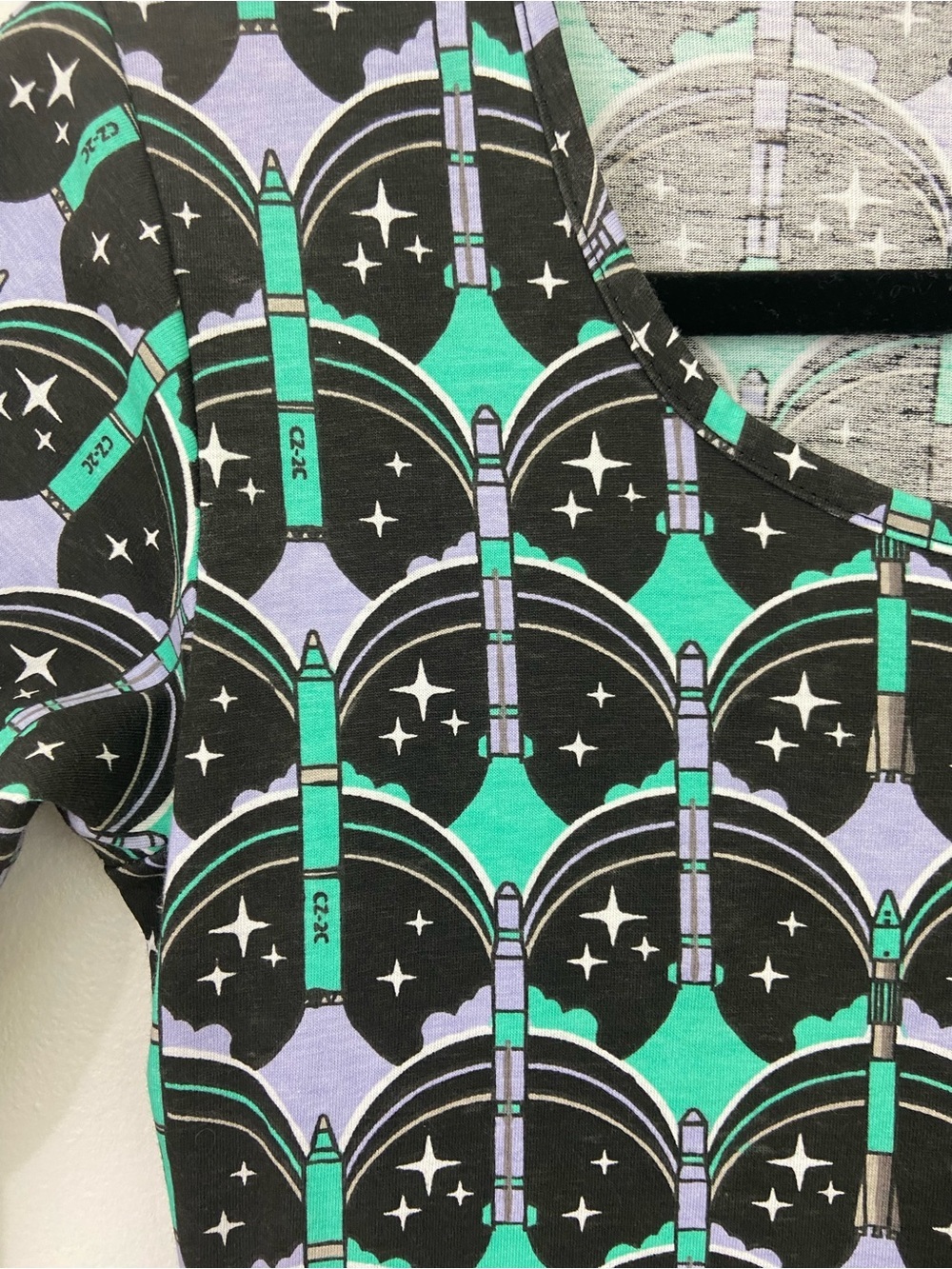 Svaha Rocket Print Midi Dress Science Space STEM Teacher Purple Cotton XS - Picture 3 of 11